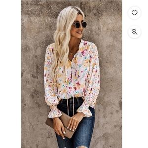 NWT CDM floral blouse size M